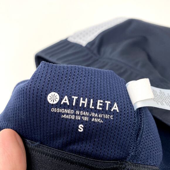 Athleta Navy Blue Mesh Panels Power of She Criss Cross Back Sports Bra S - Picture 6 of 7
